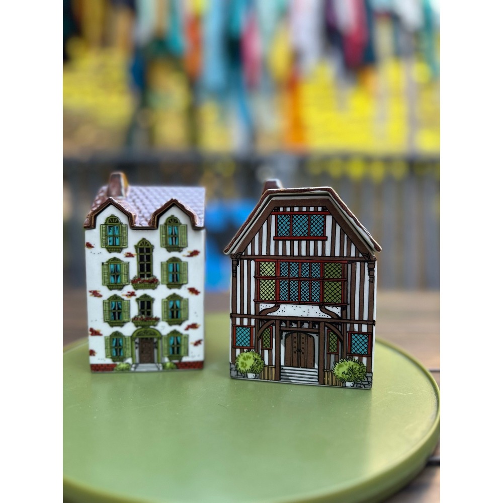 Vintage Ceramic Tea House Set Takahashi Decor Made in Japan Trinket Box
